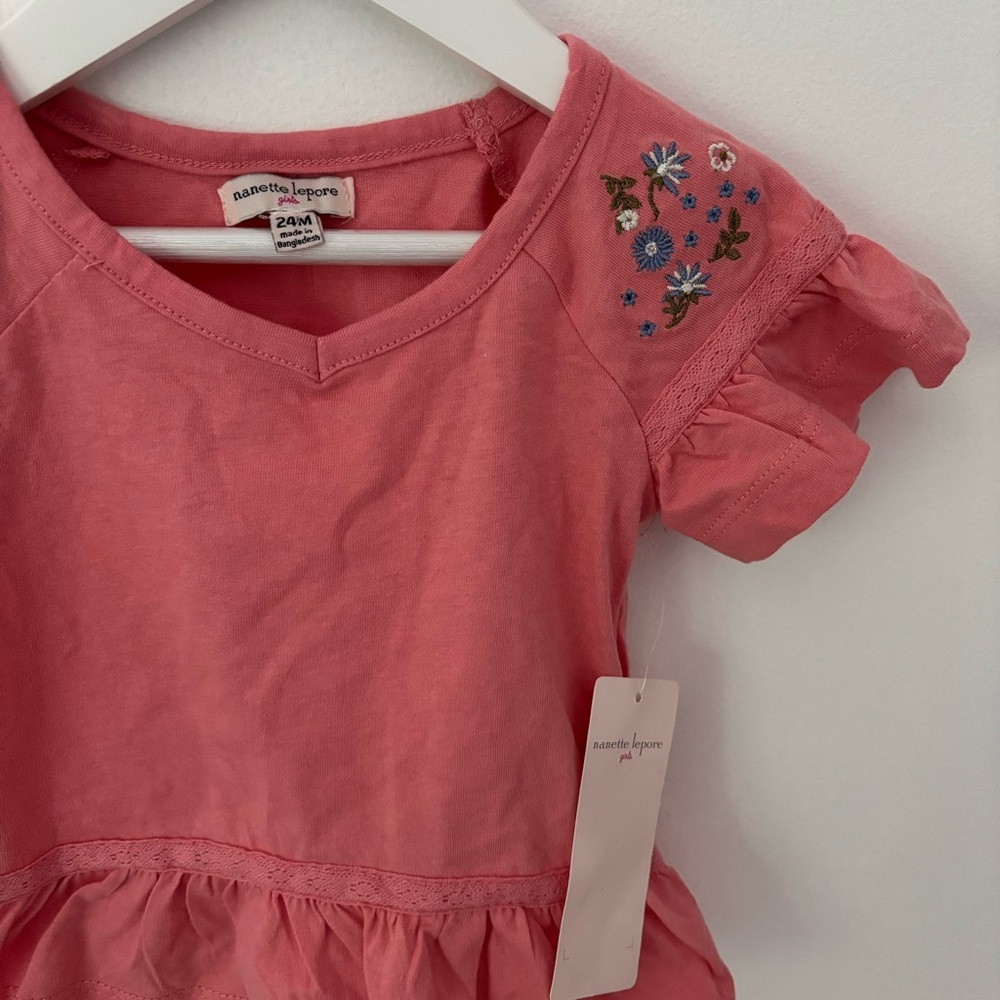 Pink Ruffle Sleeve Kids Top - Picture 2 of 3